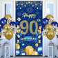 90th Birthday Party Decorations for Men Navy Blue Gold Happy 90th Birthday Banner with 18pcs 90th Balloons 90th Door Cover Backd