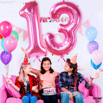 Katchon, Hot Pink 13 Balloon Numbers - Giant, 40 Inch | Hot Pink 13Th Birthday Balloons For Girls | 13Th Birthday Decorations For Girls | Hot Pink Number 13 Balloons | Hot Pink 13 Birthday Decorations