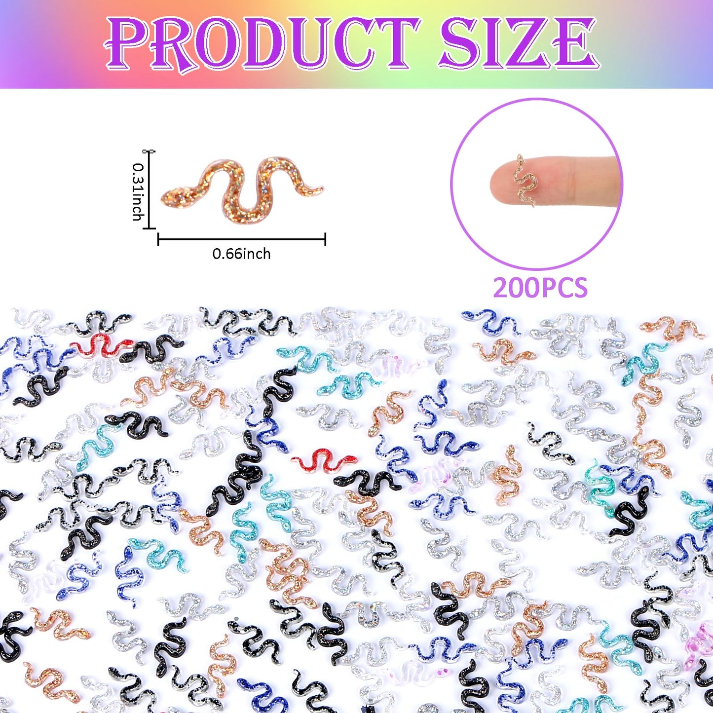 200 Pieces Colorful Tiny Snakes for Dollhouse Miniatures Resin Animals for Crafts Tiny Animals for Fairy Garden Micro Landscapin