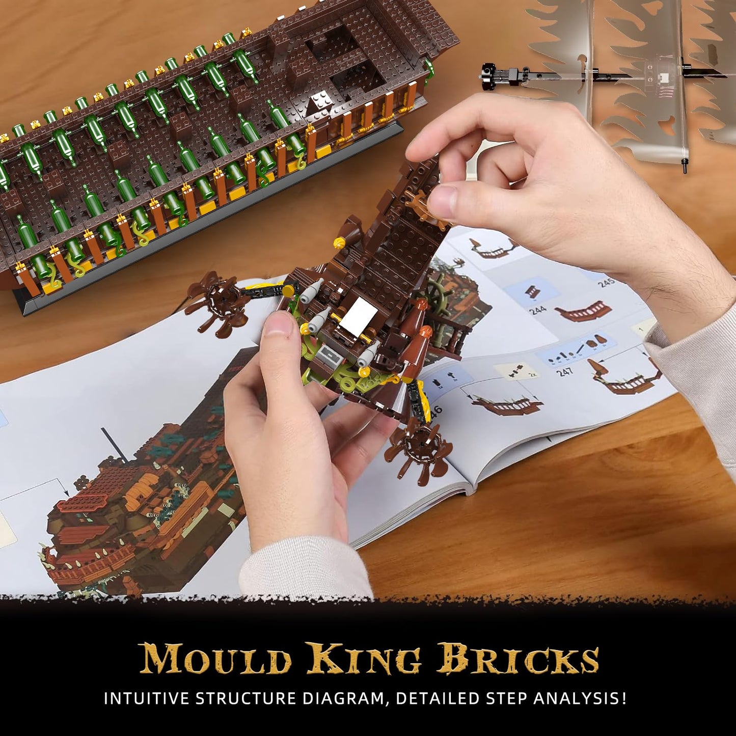 MOULD KING Large Pirate Ship Model Building Blocks Set, 4364+ Pieces, Colorful, Plastic, Model 13197, Ideal for Ages 8+ and Adult Collectors