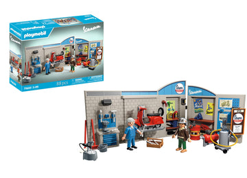 Playmobil 71620 Garage Vespa 60S - Includes Two Characters, Vespa, 2-Part Garage Wall, Mobile Lift Platform And Accessories - Fr