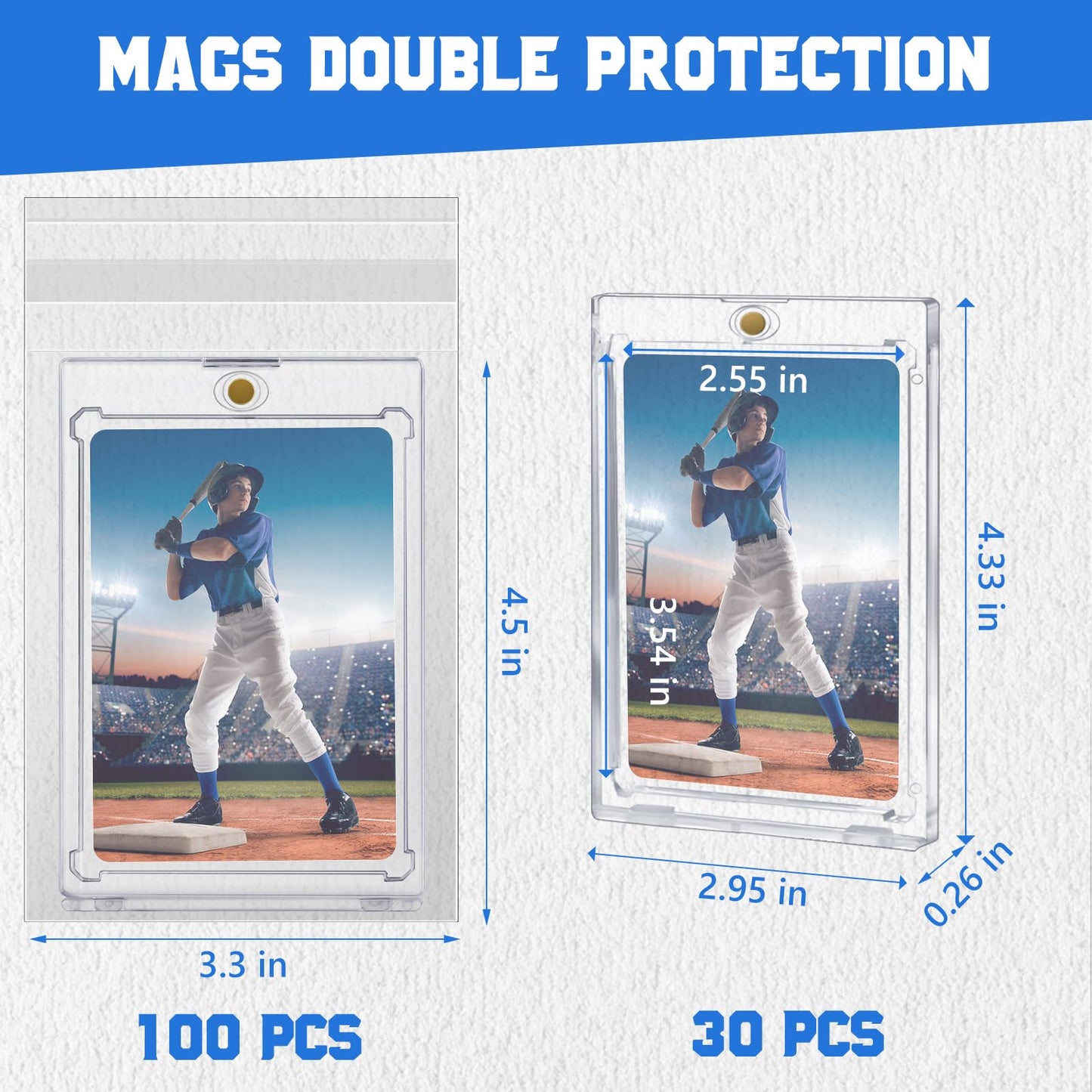 Dedc 30Ct Magnetic Card Holder With 100Pcs Team Bags One Touch Sleeves Card Protector Acrylic 35Pt Magnetic Card Holder For Trad