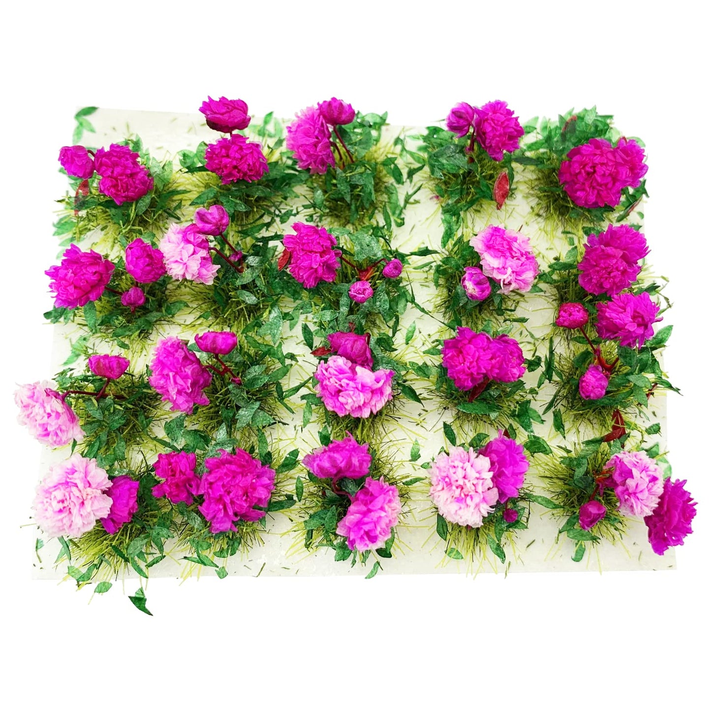 Prettylife 20Pcs Miniature Flower Cluster Grass Flower Tufts For Mini Dollhouse Fairy Garden Railway Simulated Static Scenery Micro Landscape Model (Rose)