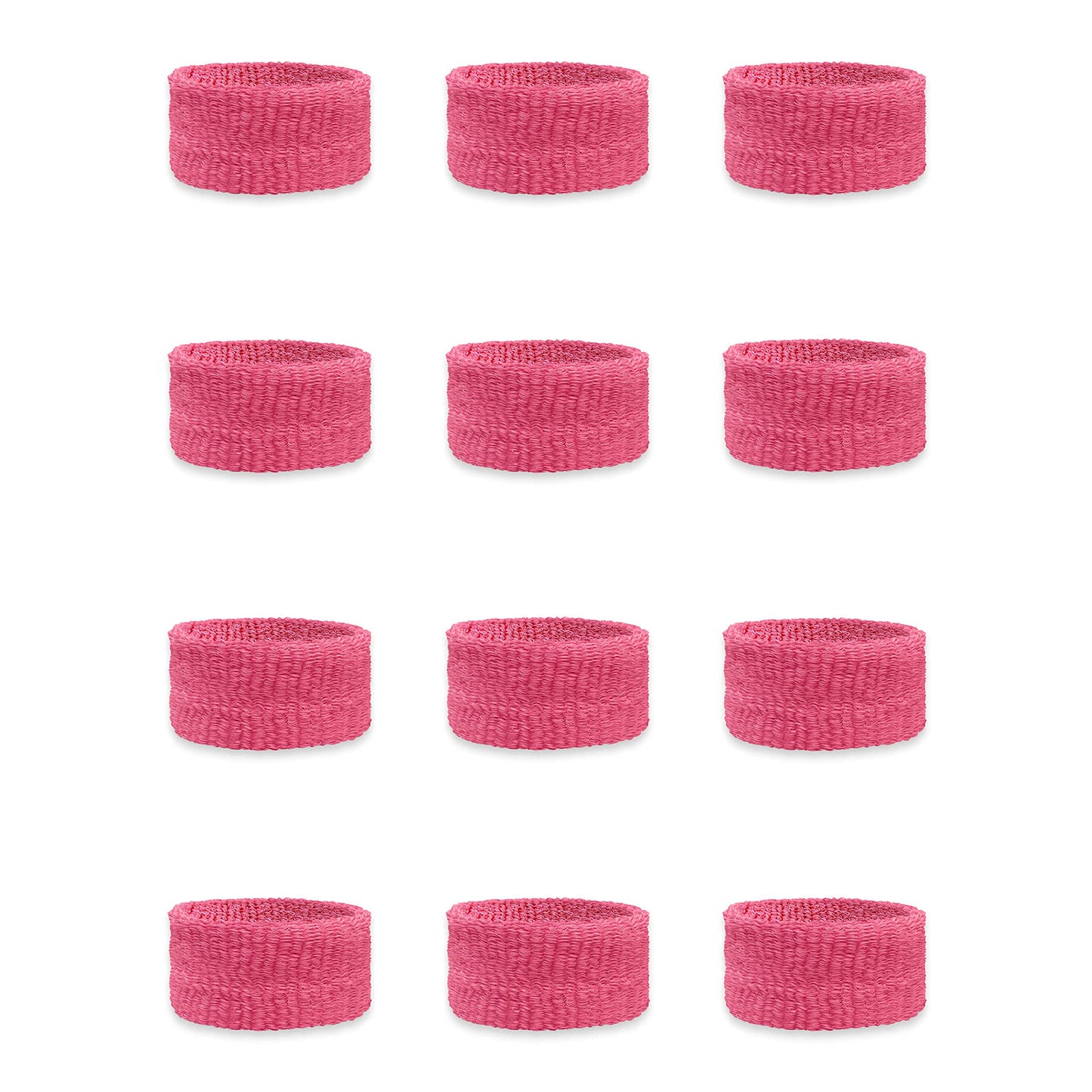 Couver Kids Children 1 Inch - Bright Pink Cotton Terry Cloth Wristband for School, Church, YMCA Activities or evens(6 Pair)