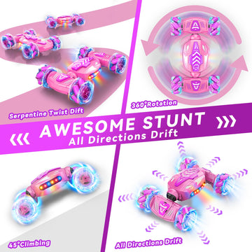 Nicella Gesture Sensing RC Stunt Car, Remote Control Car 360 Rotating 4WD 2.4Ghz RC Cars Transform Hand Controlled Car Toys with