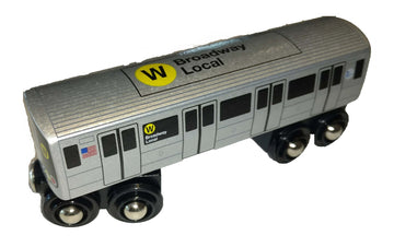 Muni Pals Munipals New York City Subway Wooden Railway (B Division) W Train/Broadway Local–Child Safe And Tested Wood Toy Train