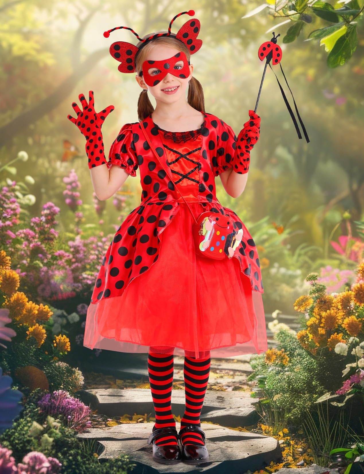 Ladybug Costume Lady Bug Costumes For Girls Halloween Costumes For Kids Toddler Costume Ladybug Dress Ladybird Dress Up For Birthday Christmas 9-10 Years
