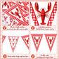 Boao 5 Pcs Crawfish Boil Party Decorations Crawfish Pennant Banner 49. 2ft Shrimp Boil Pennant Flags Red Plaid Hanging Banner fo