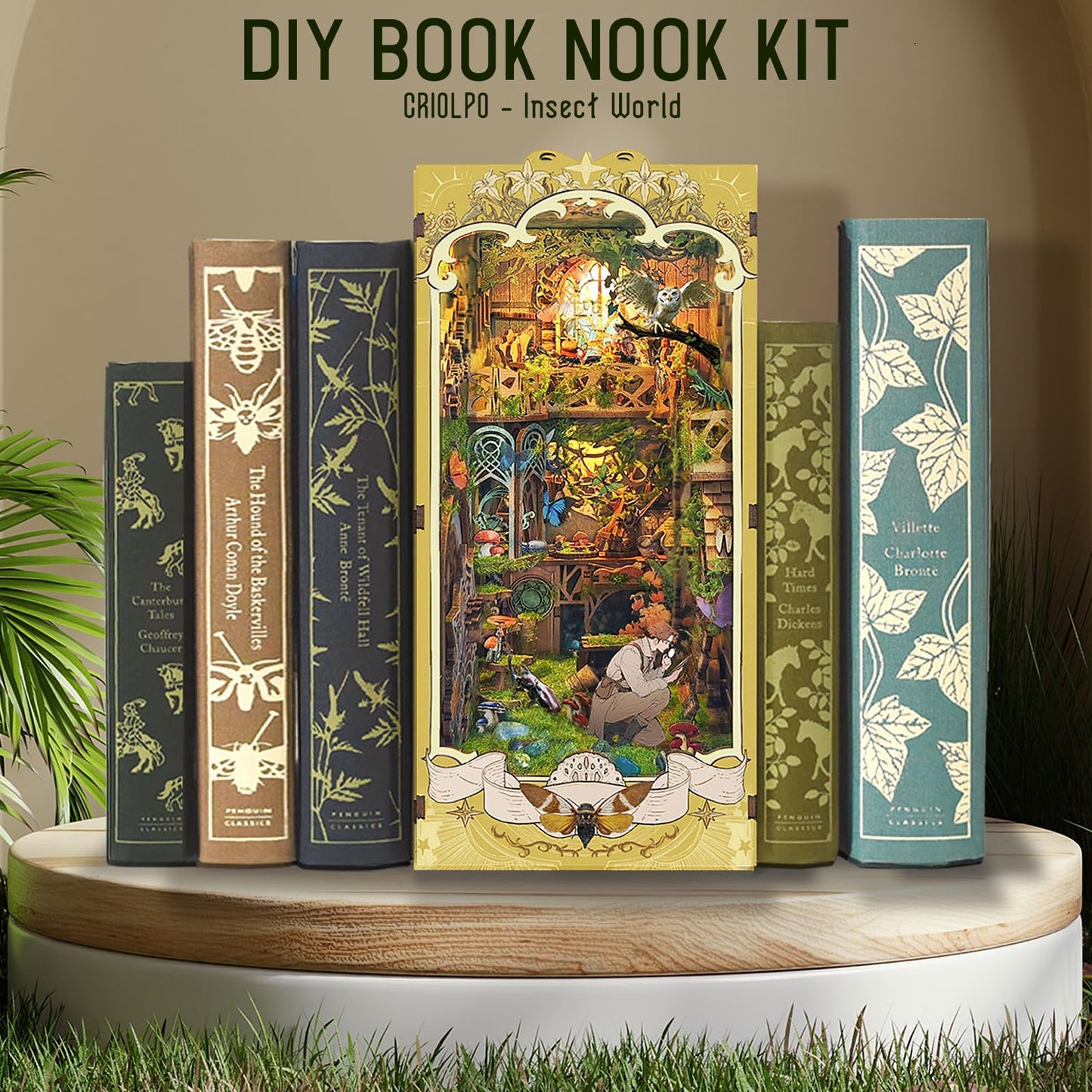 Criolpo Book Nook Kit - Diy Doll House Booknook With Led Lights For Adults And Teens, Perfect Halloween Bookshelf Decor, 3D Wood
