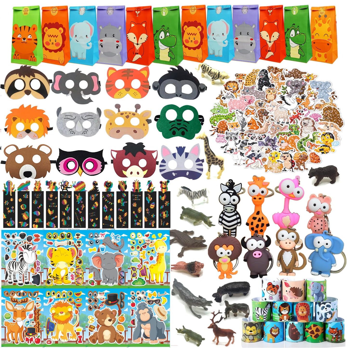158 pcs Safari Party Favors for 12 kids ,Jungle Safari Birthday Party Supplies, Wild Animal Goodie Bags ,Safari Birthday Decorat