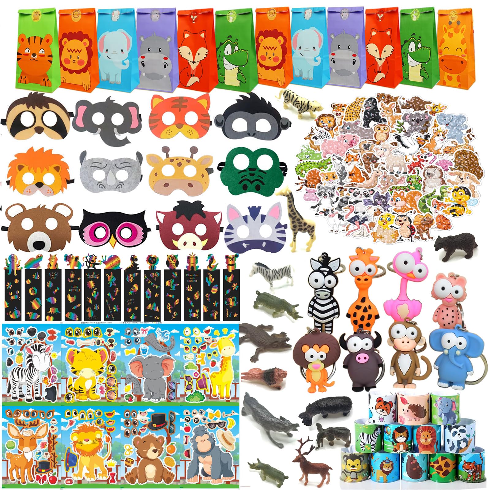 158 pcs Safari Party Favors for 12 kids ,Jungle Safari Birthday Party Supplies, Wild Animal Goodie Bags ,Safari Birthday Decorat