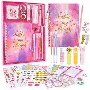 Vertoy Diy Journal Kit For Girls - Journaling Toys Set For Teen Kids, Art Crafts Scrapbook Diary Supplies Set, Ideal Gifts For 8 9 10 11 12 13 14 Year Old Teens