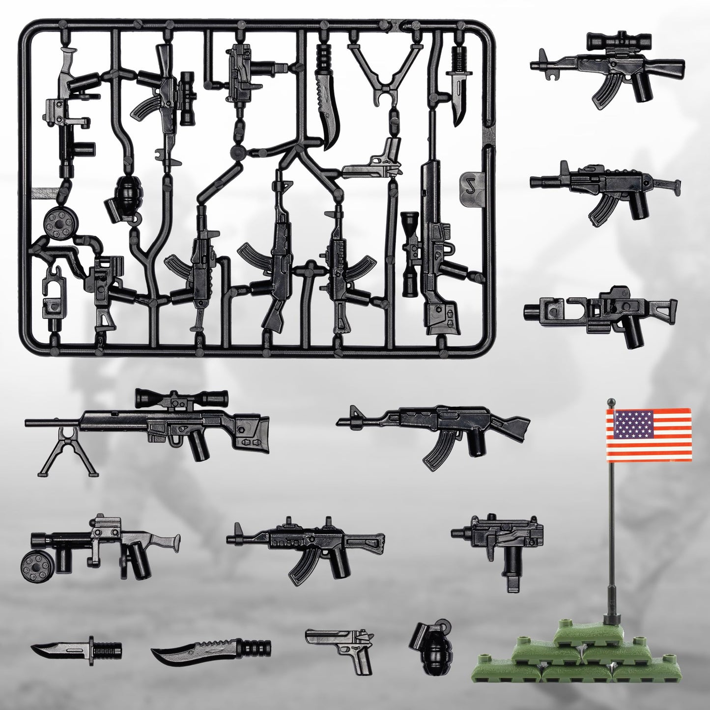 MaozyHomie 54 Pcs Military U.S.  Pack - U.S.-Vietnam War Toy Set - Compatible with Major Brands  3 Years and Up