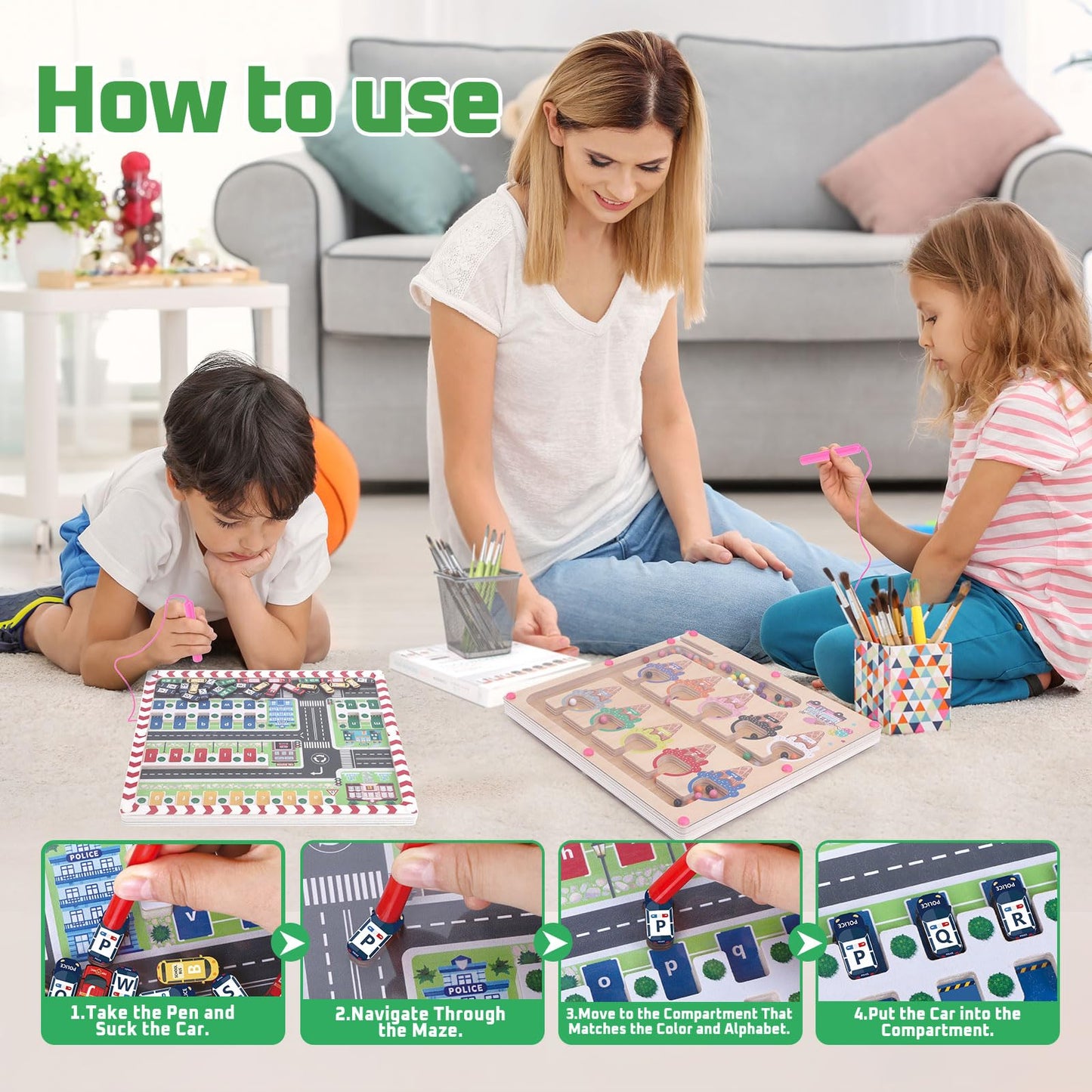 Wakeinsa 2 In 1 Magnetic Color And Number Maze,Montessori Toy For 3-6 Years Old,Wooden Magnet Balls Puzzles,Toddler Busy Board Game,Preschool Learning Activities,Christmas & Birthday Gift For Kids