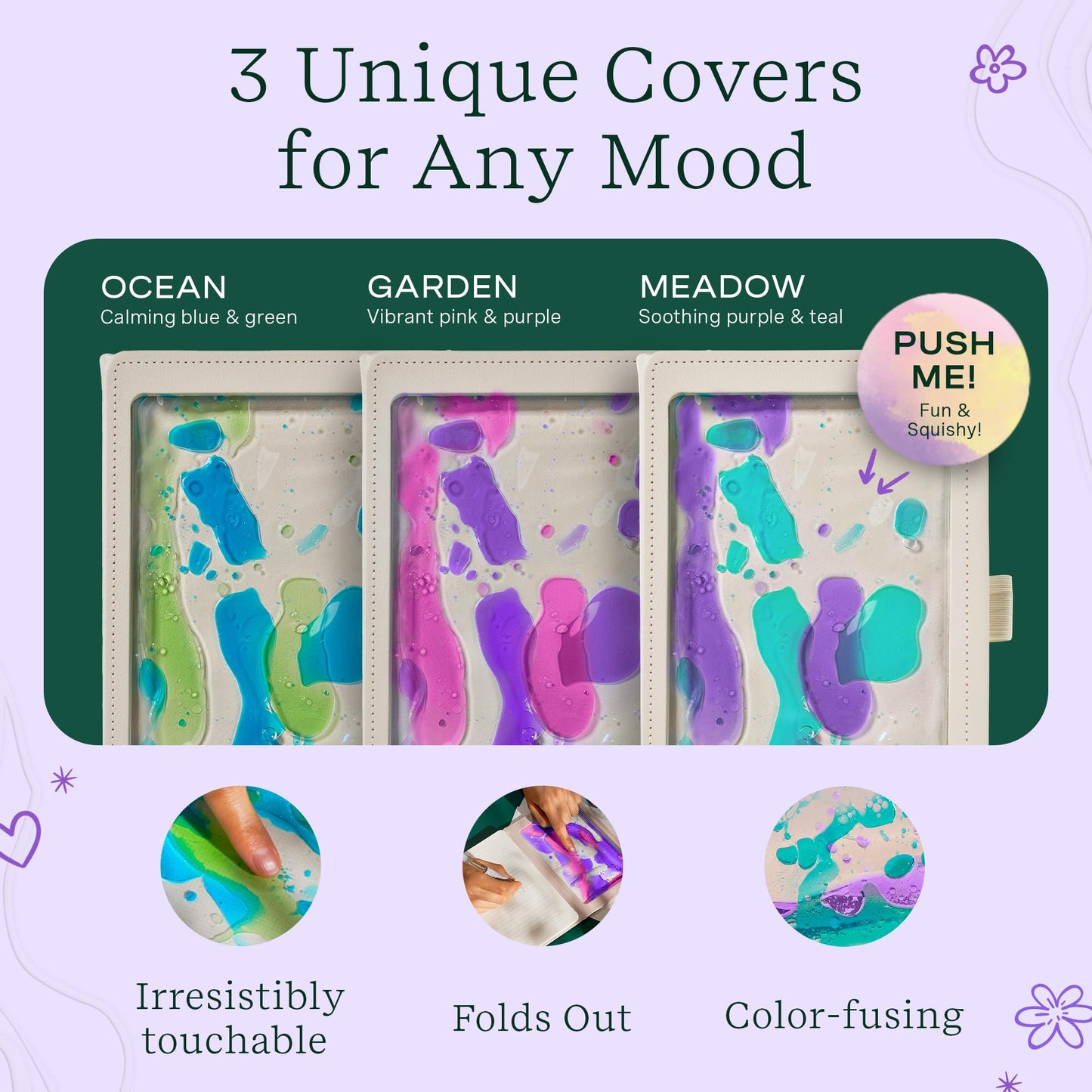 Lifelines Sensory Journal, 3-Pack Shake It Up Bundle - Fidget Ruled Notebook Journal With Interactive Tactile Cover & Embossed P