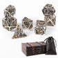 Ancient Deer 7pcs Metal Dice Set - Silver Dragon Pattern for D&D, RPG, MTG, Pathfinder, Tabletop Games