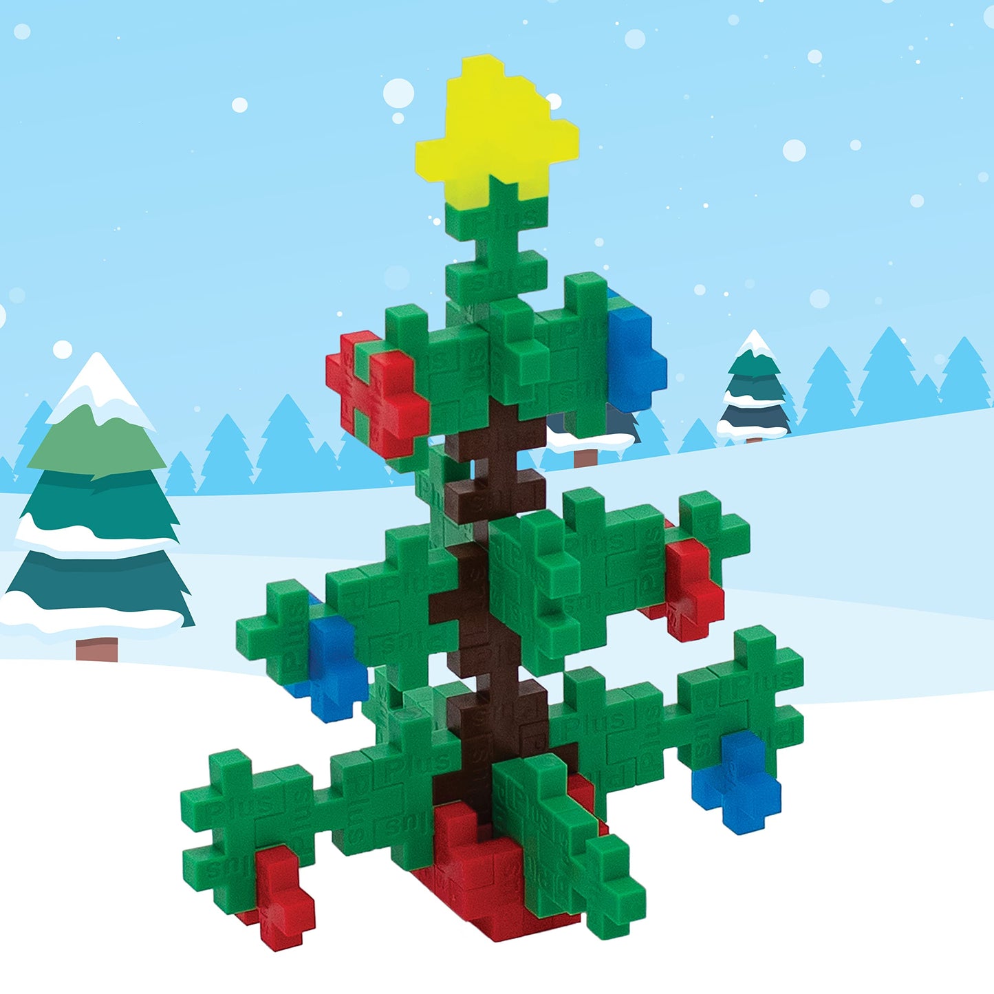 PLUS PLUS 3D Puzzle Building Block Set - 70 Mini Interlocking Pieces, Christmas Tree Color, Plastic, Model 4168736