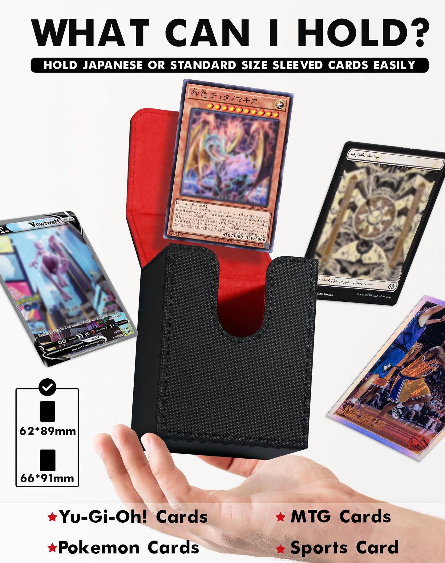 Zlca Card Deck Box Fits Yugioh Tcg, Card Storage Box With Dividers Holds 100+ Sleeved Cards, Premium Card Deck Case Compatible With Ccg Trading Cards (Black&Red,Puzzle)