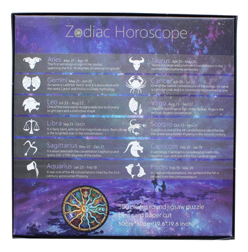 Shantou South Toys Factory Zodiac Horoscope 500 Piece Round Jigsaw Puzzle - Multi-color, Paper, One Size
