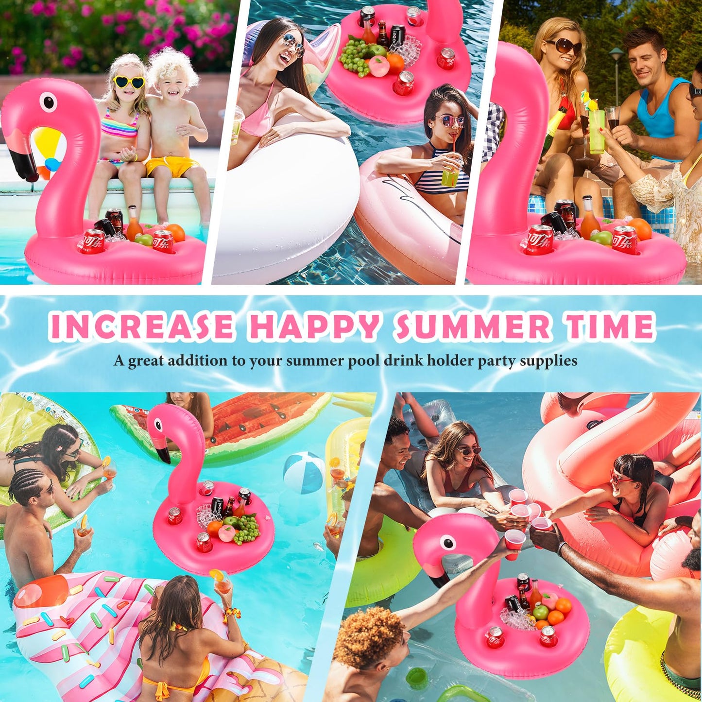 FillTouch Floating Drink Holder for Pool, Floating Cabana Bar, Hot Tub Drink Holder for Adults, Inflatable Pool Accessories(Flam