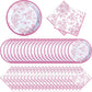 Zhehao 120 Pcs Disposable Paper Plates and Napkins Bulk Birthday Party Decorations Wedding Party Supplies(Pink,Pink Flowers)