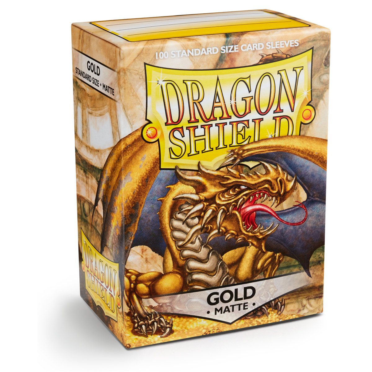 Dragon Shield | Standard Size Card Matte Sleeves | 100 CT - Smooth & Tough enhanced TCG Sleeves | Compatible with Pokemon  Flesh & Blood  One Piece & Magic The Gathering | Gold - Matte