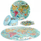boppi World Map Round Jigsaw Puzzle, 150 Pieces, 58cm Diameter, 100% Recycled Card, Suitable for Kids Ages 5-8
