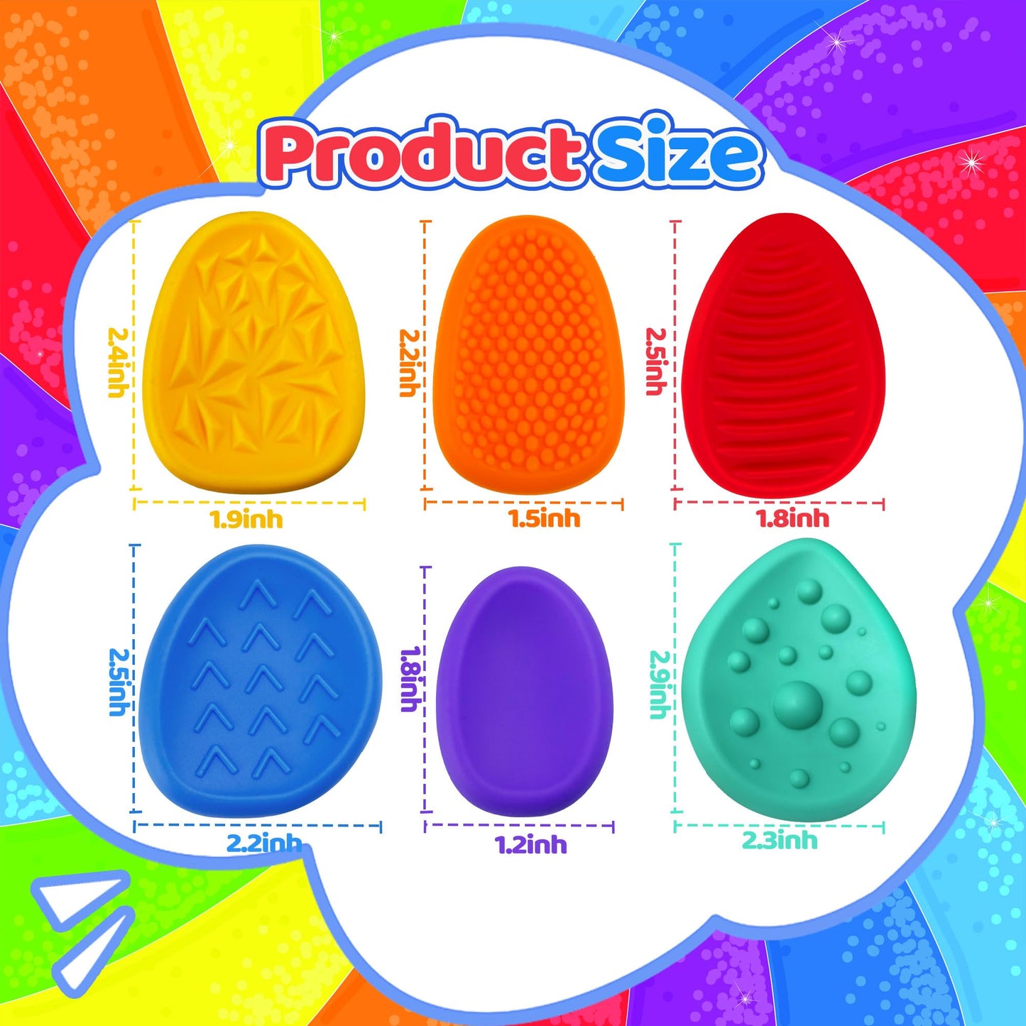 Fidget Sensory Toys For Kids Adults 6 Pc Easter Basket Stuffers Silicone Worry Stone For Autism Adhd Teens Silent Calm Down Toy