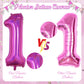 18Th Birthday Laser Hot Pink Balloons, Large Foil Number 18 Balloons For Women Anniversary Decor, 40 Inch Self Inflating Dark Pi