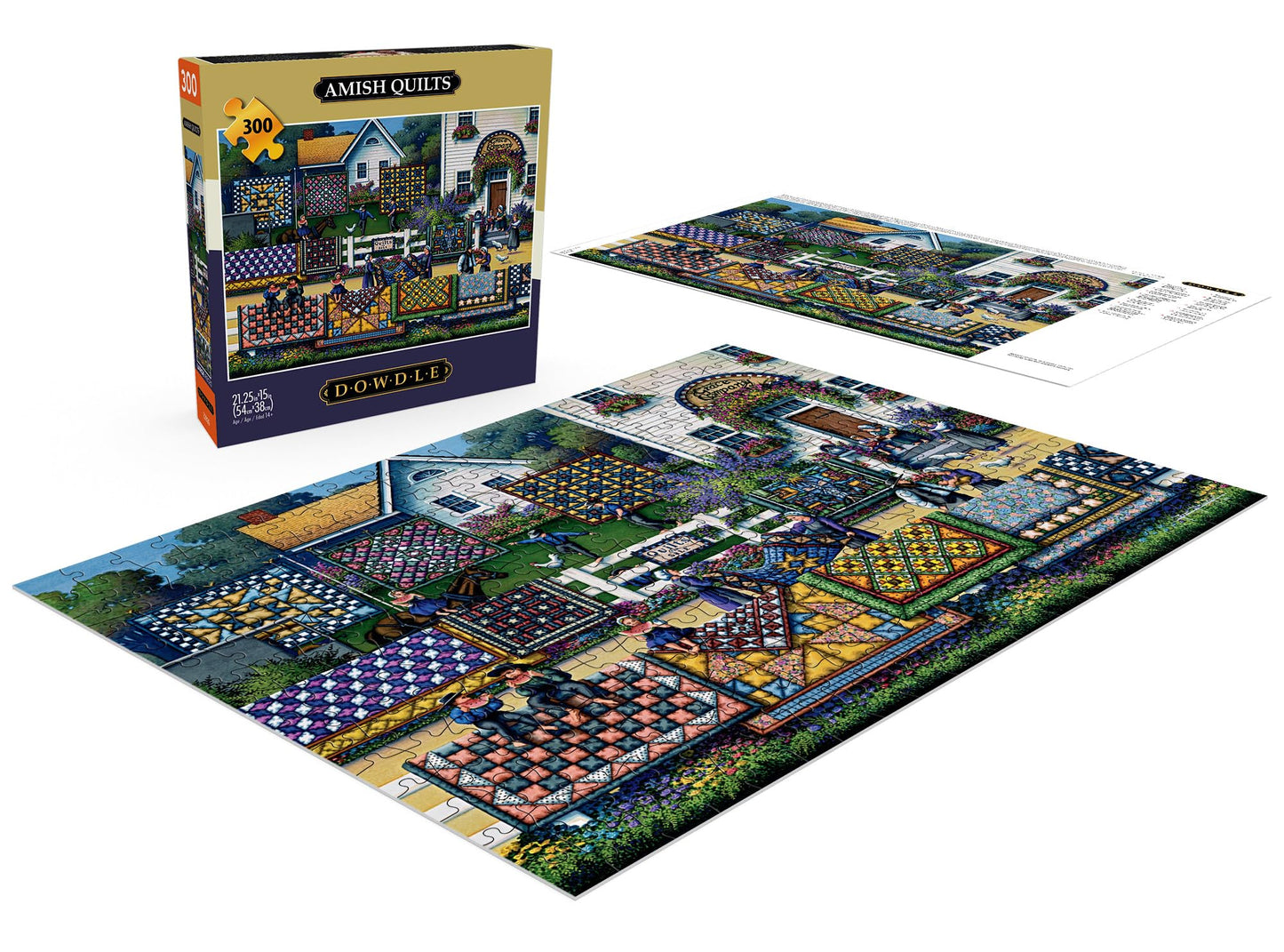 Buffalo Games - Dowdle - Amish Quilts - 300 Piece Jigsaw Puzzle For Adults -Challenging Puzzle Perfect For Game Nights - Finished Size Is 21.25 X 15.00