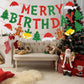 Zwiebeco Christmas Birthday Party Decorations Red Green Merry Birthday Banner Hanging Paper Christmas Tree Gingerbread Man Bells
