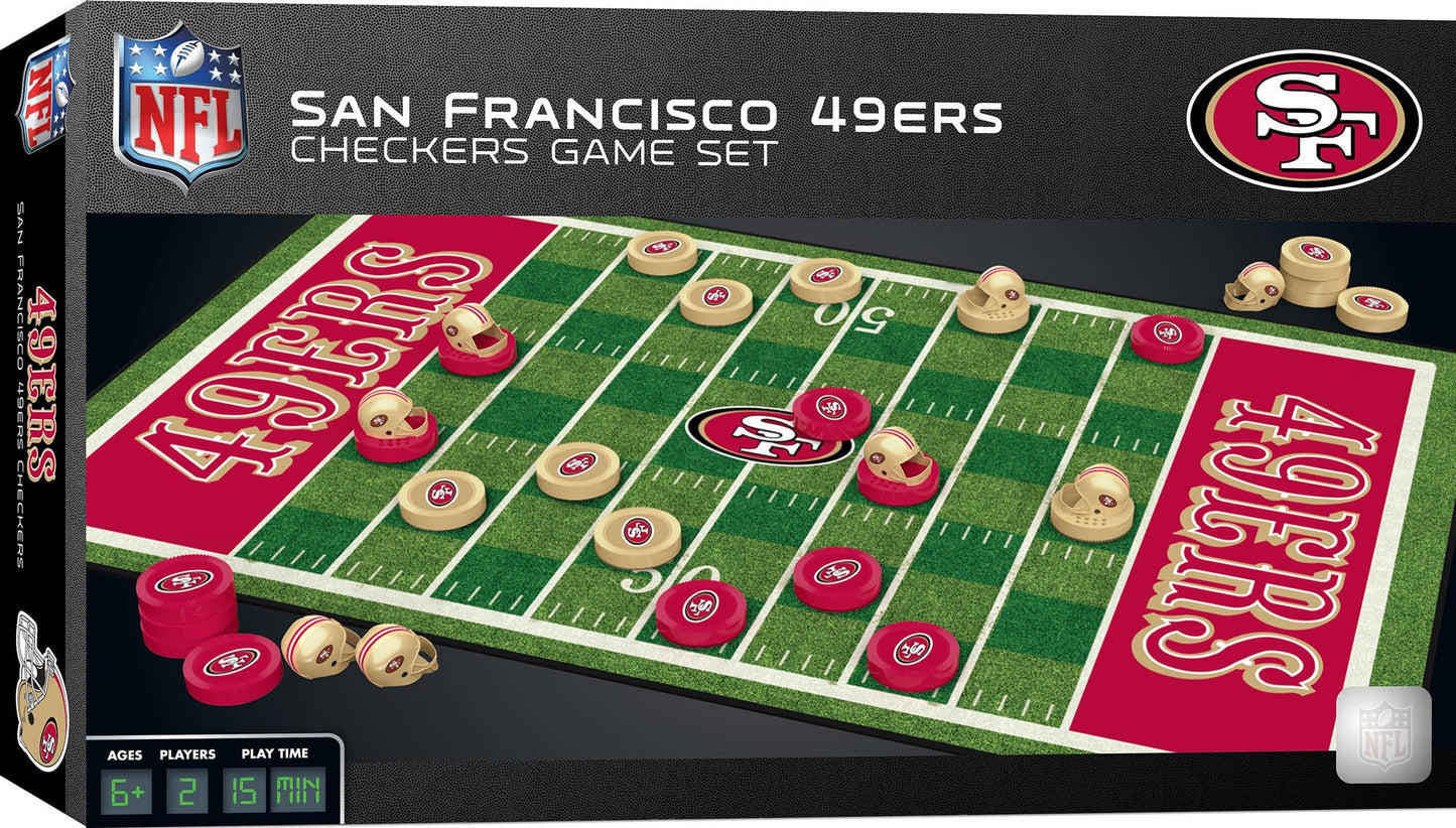 MasterPieces Family Game - NFL San Francisco 49ers Checkers - Officially Licensed Board Game for Kids & Adults, 13 x 21