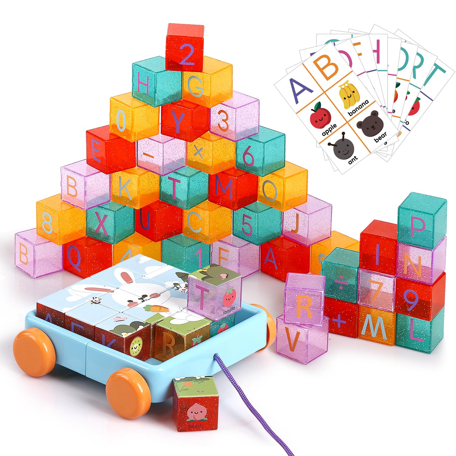 Abc Abc Stacking HOPANDOS 56PCS Building Blocks Alphabet & Number Stacking Blocks for T ...