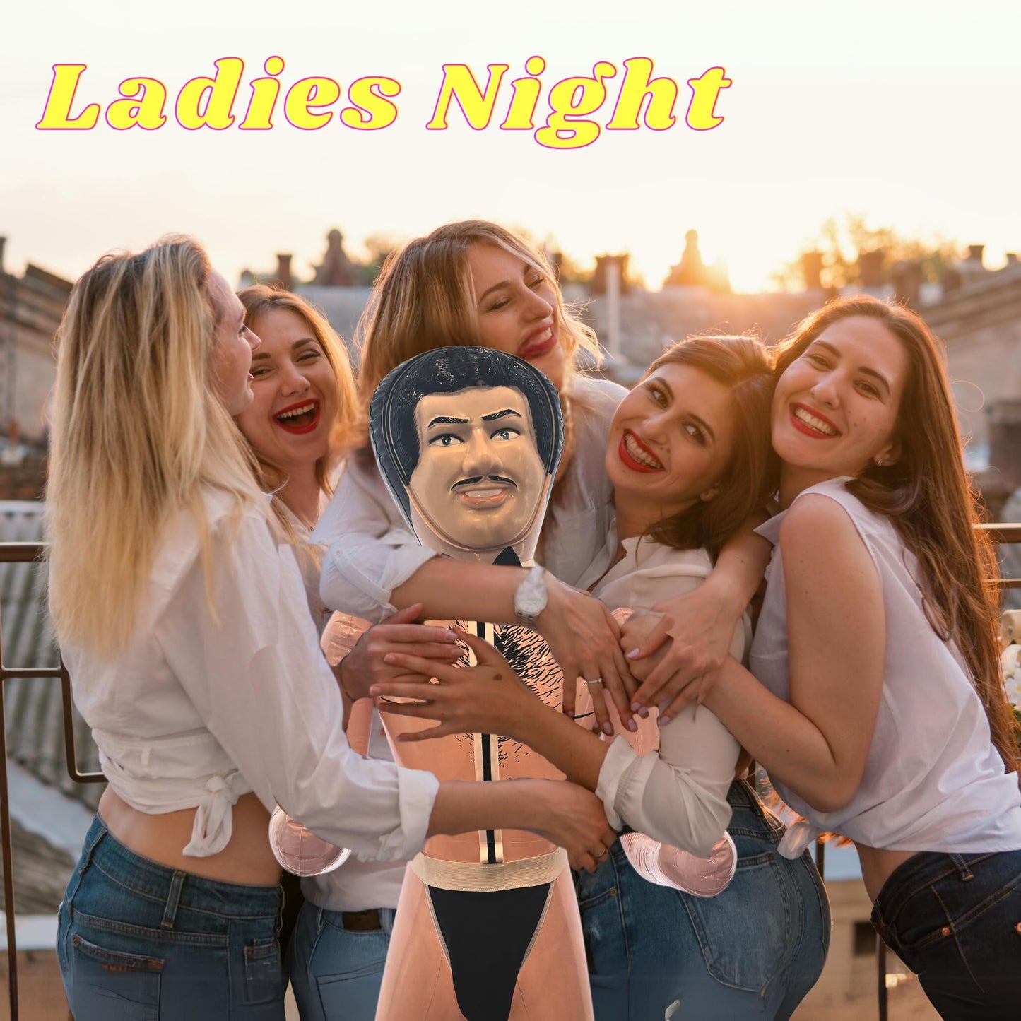 Merrimix - Fernando Male Inflatable Blow Up Doll with Chippendale Costume, Gag Gifts for Men, Bachelor Party Favors and Decorati