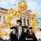146Pcs White And Gold Balloons Garland Arch Kit With Gold Exploding Star Foil Balloons For Graduation Wedding Engagement New Yea