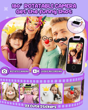 Shiningstone Kids Smart Phone for Girls, Kid Toy Phone for Toddlers, Toddler Phone with Dual Camera Puzzle Games Touchscreen, Le