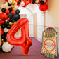 Lebery Mouse Number 4 Balloon 40 Inch Red Number 4 Balloon Mini Mouse Head Balloon For 4Th Birthday Party, Black Red Large Number 4 Foil Balloon For Baby Shower Anniversary Supplies Decorations