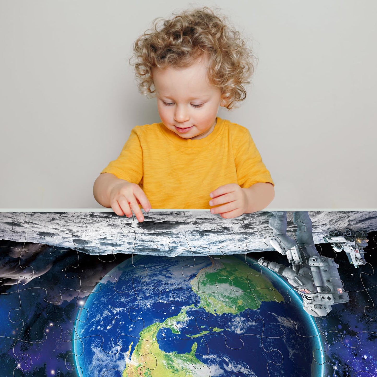 Jumbo Floor Puzzle For Kids Ages 4-8,Space Earth Jigsaw Puzzles,48 Piece Astronaut Large Puzzles For Toddler Ages 3-5,Preschool Learning Planets Earth Toys Christmas Birthday Gift For Boys Girls