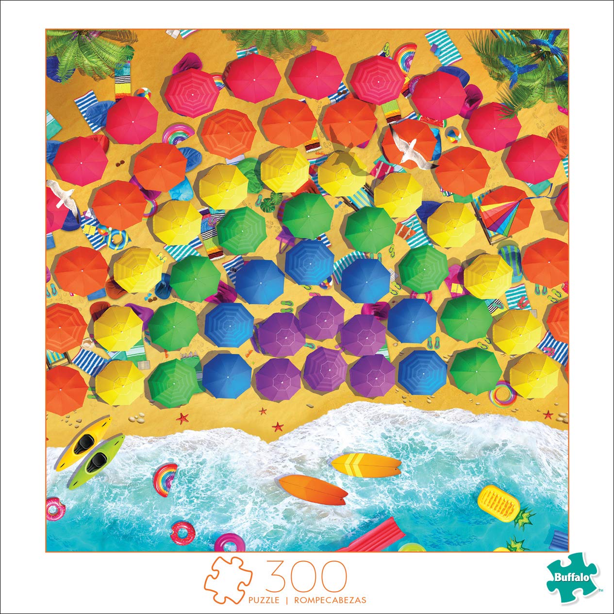 Buffalo Games - Rainbow Umbrellas - 300 Large Piece Jigsaw Puzzle For Adults Challenging Puzzle Perfect For Game Nights - Finished Puzzle Size Is 21.25 X 15.00