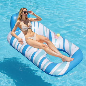 Pool Floats Adult - Inflatable Tanning Pool, Extra Large Pool Floats for Adults Heavy Duty Water Floaty with Backrest, Footrest 
