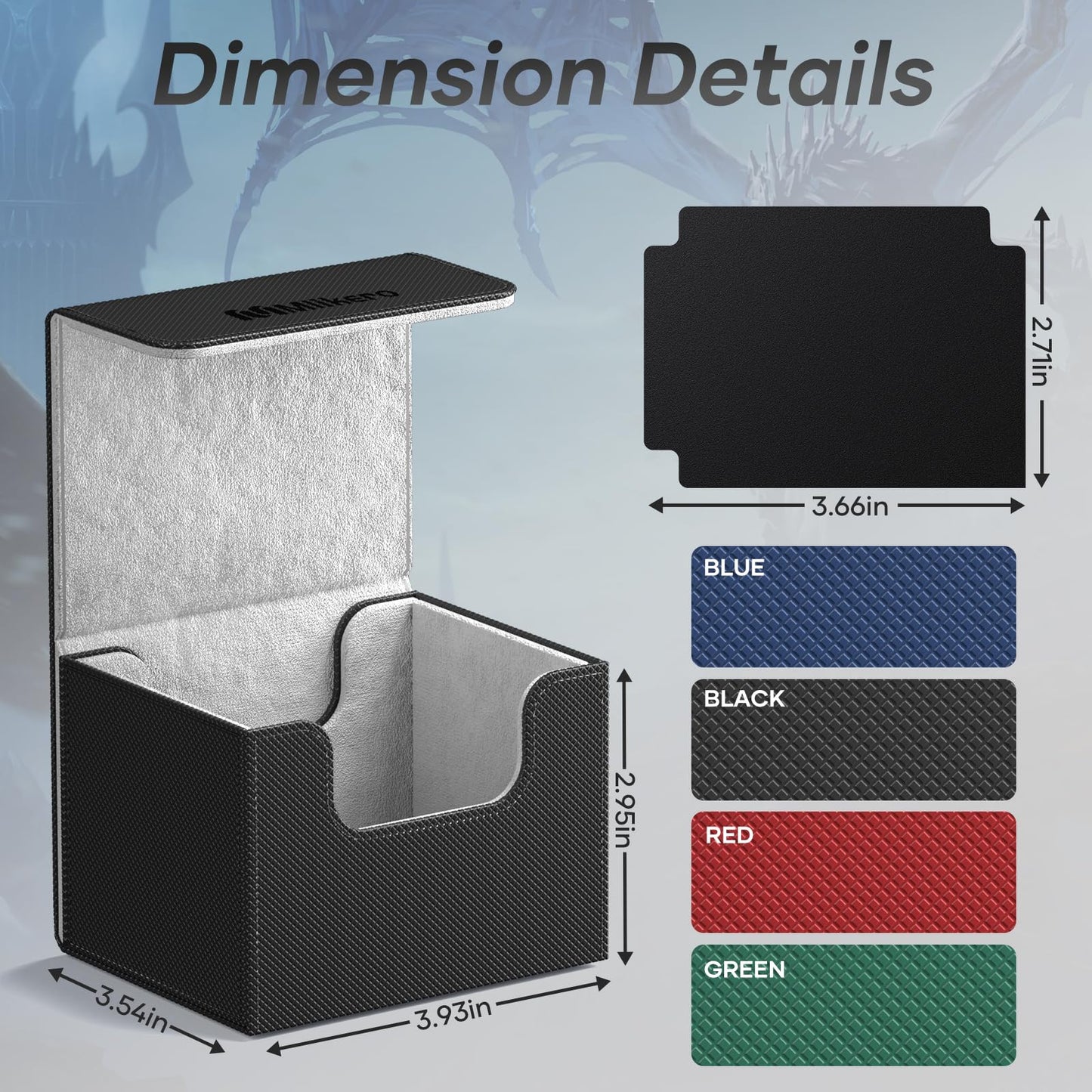 Mlikero Card Deck Box, Commander Deck Box Holds 100+ Double-Sleeved Cards With 4 Dividers, Leather Magnetic Closure Card Box Fit