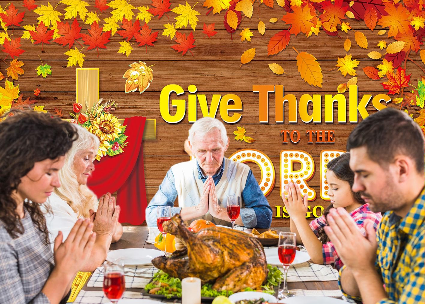 Give Thanks to The Lord Backdrop Banner Fall Thanksgiving Christian Photography Background Thanksgiving Party Supplies Wall Deco