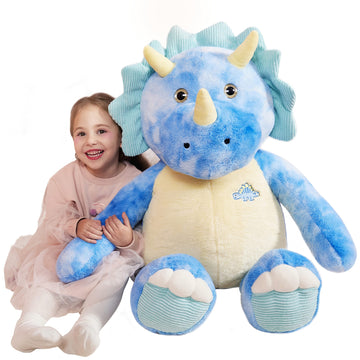 Ikasa Giant Triceratops Stuffed Animal Plush Toy,30' Large Dinosaur Big Jumbo Soft Toys, Huge Size Cute Fluffy Plushy Fat Plushie,Gifts For Kids