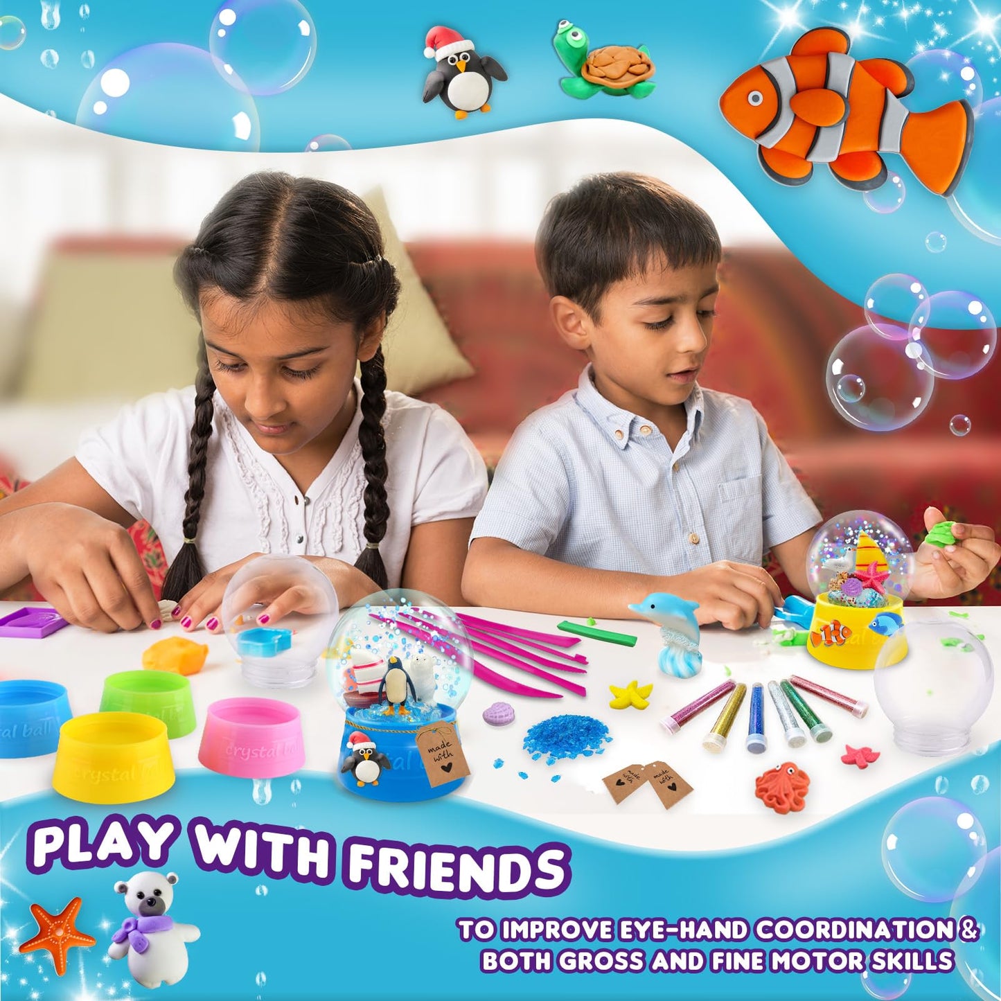 Toyunited Make Your Own Water Globe - Snow Water Stem Projects Diy Activities Glitters Supplies Perfect Arts And Crafts Clay For