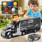NIPLOOOW Police Trucks Toy Set with Play Mat, Carrier Truck Play Vehicles Set for 3 4 5 6 Years Old Boys Kids, Die-Cast Car Toy