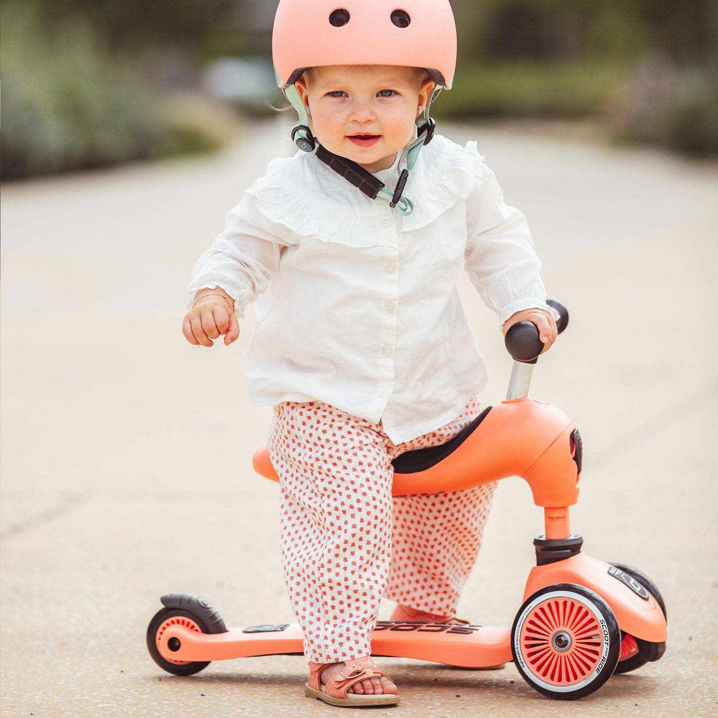 Scoot & Ride 2-in-1 Ride-On & Stand Kids Scooter, Ages 1 to 5, Highwaykick 1, Peach