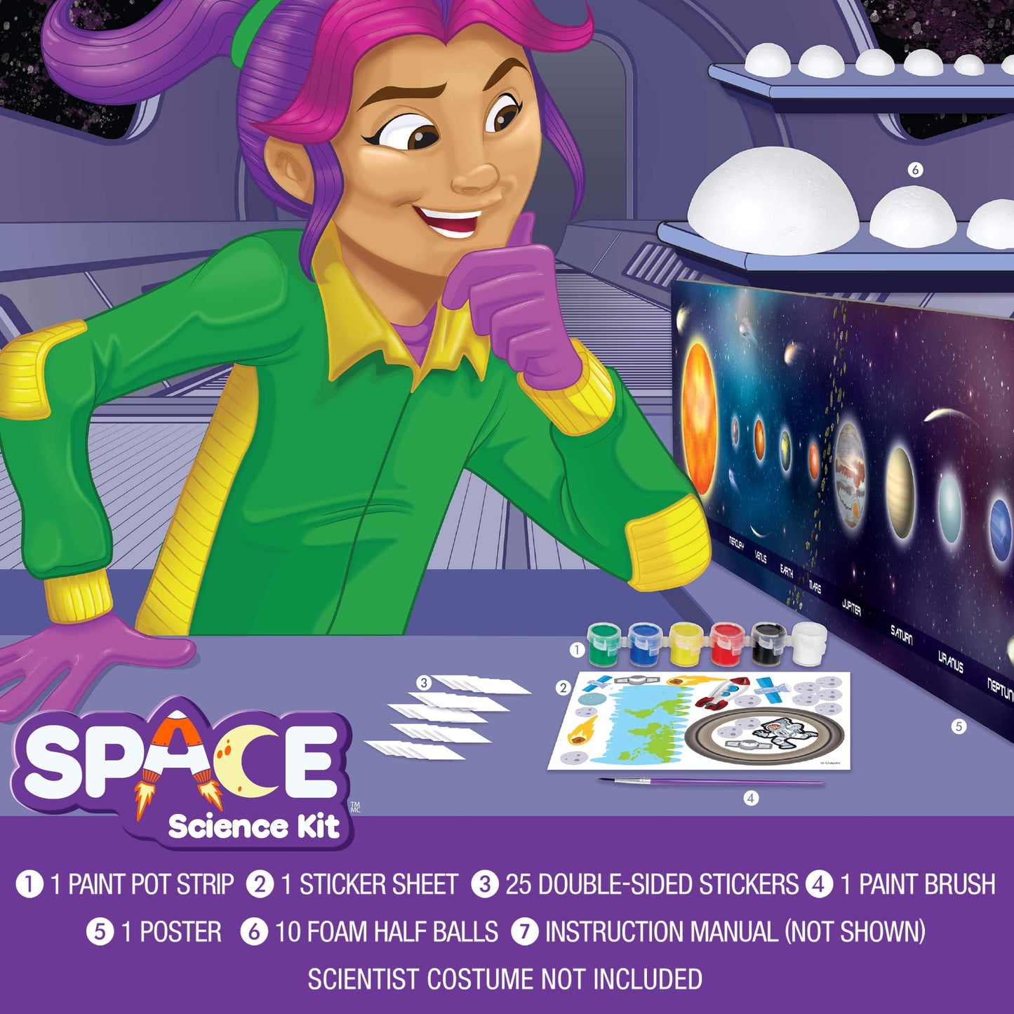 Crayola Solar System Science Kit - Educational Toy for Kids Ages 7-10, Plastic, Multi Color, Model 74-7408