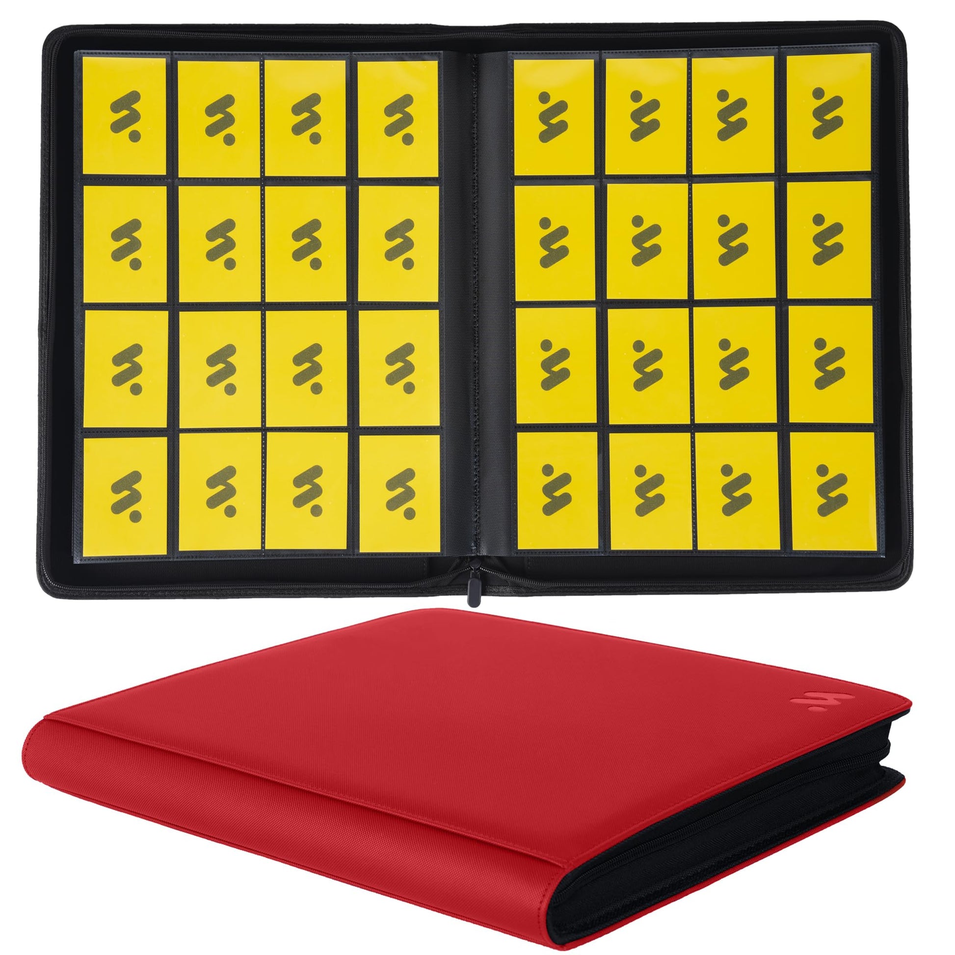 MORABTO enhanced 1000+ Pockets Card Binder 16 Pockets Trading Card Binder Ringless Side Loading Trading Card Album Folder for TCG -Red