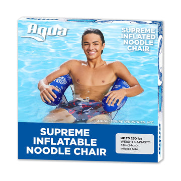 Aqua Deluxe Inflatable Pool Noodle Chair – Soft Mesh Sling-Floating Chair Noodle Float – Blue Pineapple Hibiscus