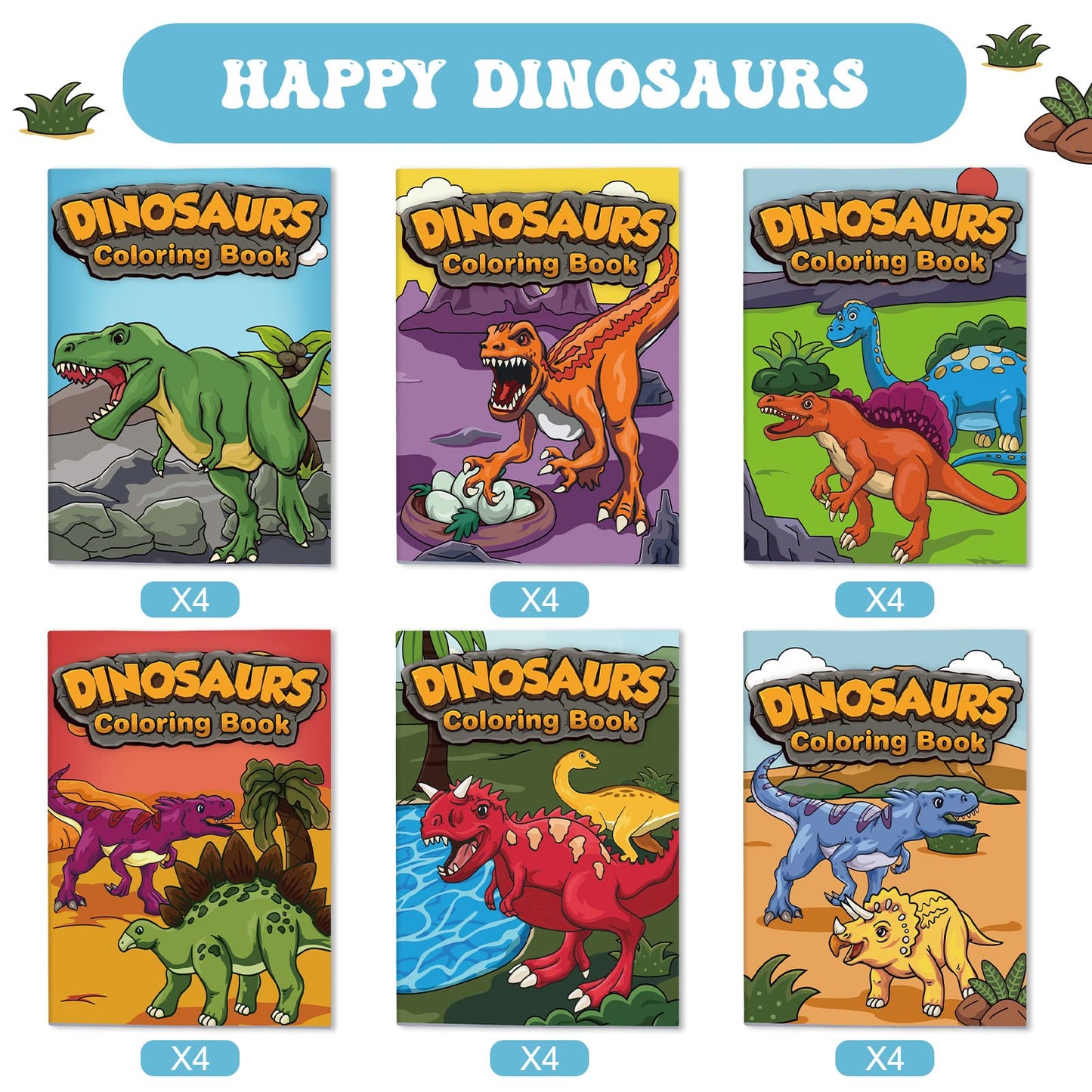 Nezyo 24 Pieces Mini Dinosaur Coloring Books Dino Painting Drawing Book Small Color Booklets Party Favors Coloring Pages Designs
